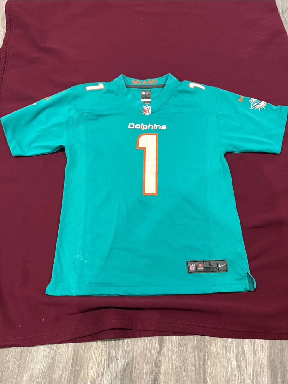 Nike Teal Miami Dolphins Youth #1 Football Jersey